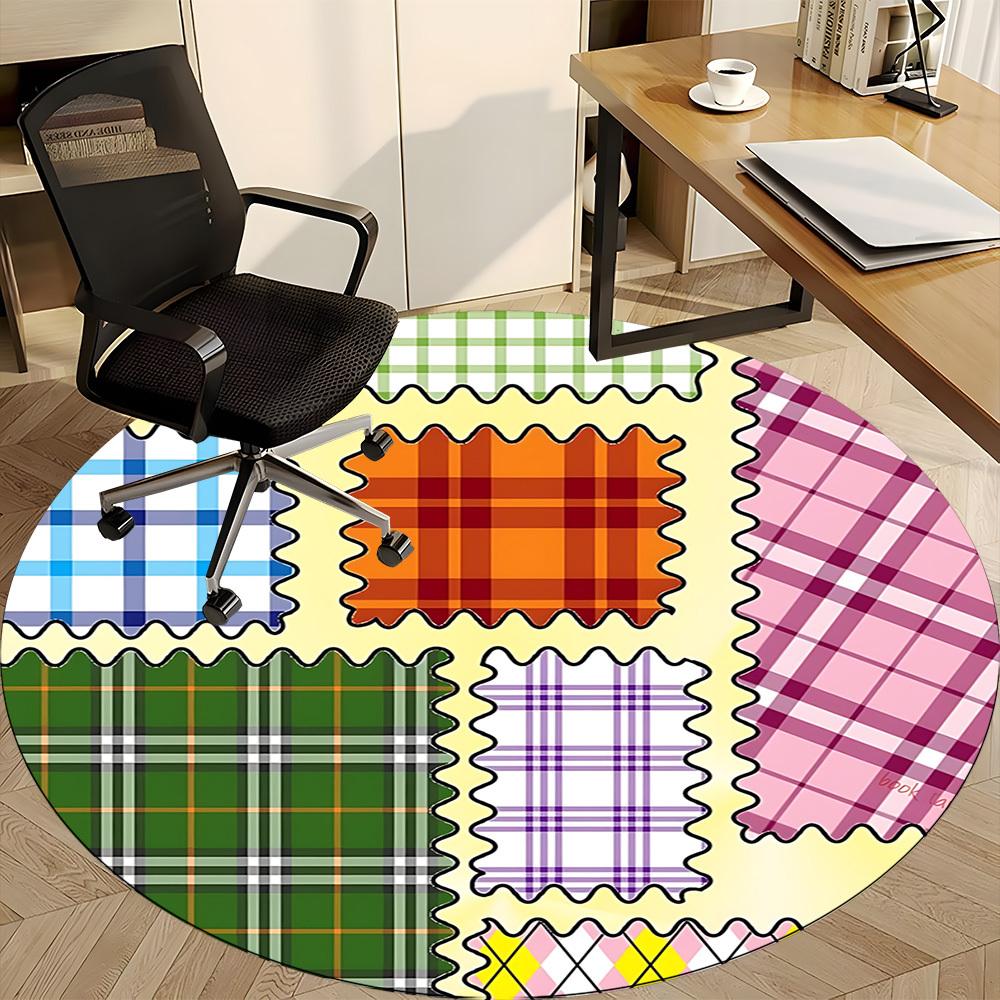 1pc Plaid Patterns Chair Carpet for Office - Durable, Ideal for Chair Mats, Stylish & Functional Decorative Rug yy260130058