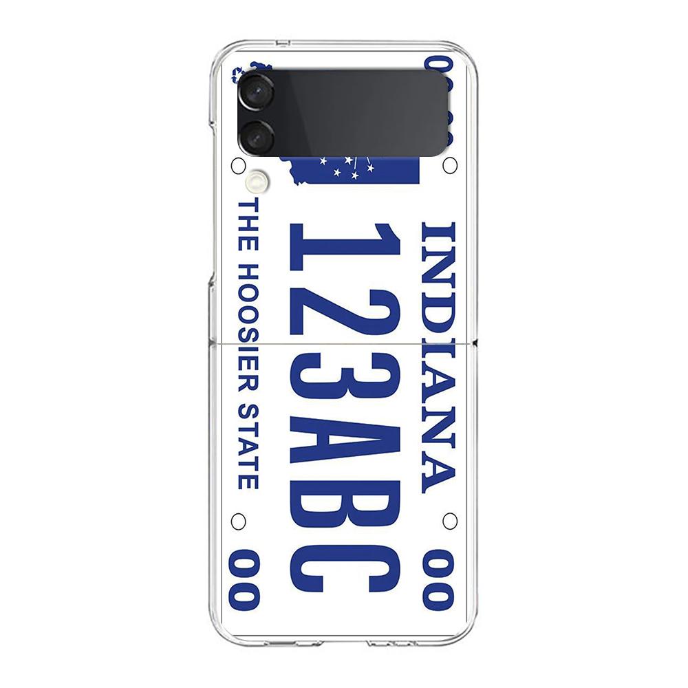 

Retro Funny License Plate Number For Samsung Galaxy Z flip 4 Bag Transparent Phone Cover For Galaxy Z Flip 3 Case Hard PC Shell Z FLIP 4