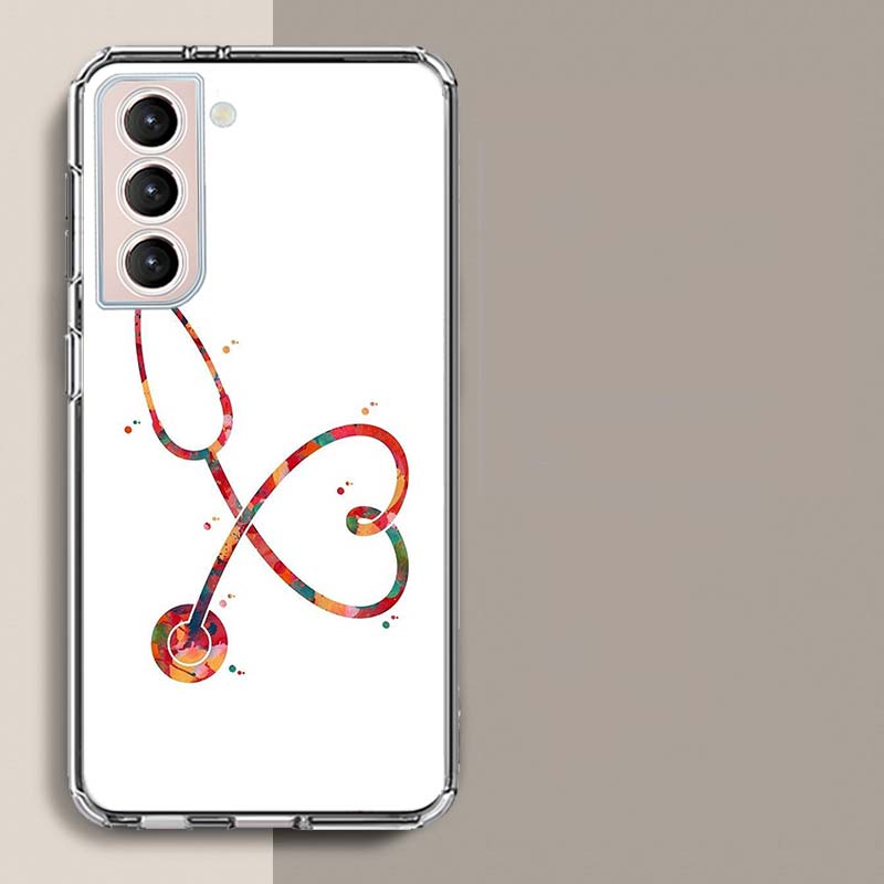 Nurse Medical Stethoscope Phone Case For Samsung S25+ Edge Galaxy S24 FE S23 Ultra Capa Shell S22+ S21 Plus S20 FE Cover Silicon
