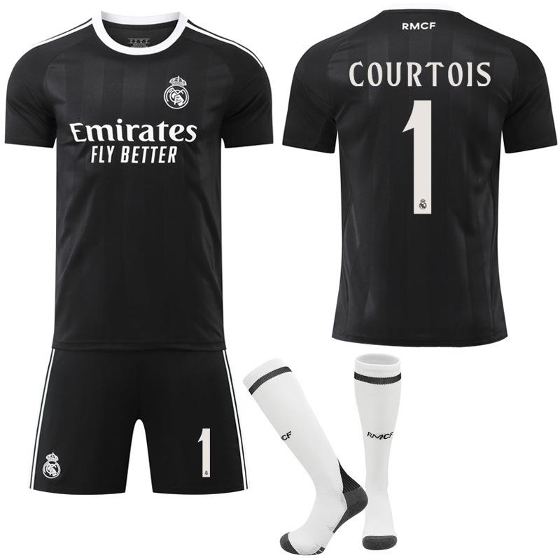 26 Real Madrid Goalkeeper Black Training No. 7 Ronaldo Jersey Vinicius 9 Mbappe No. 5 Football Jersey Suit