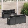 7 piece garden sofa set with cushions black poly rattan
