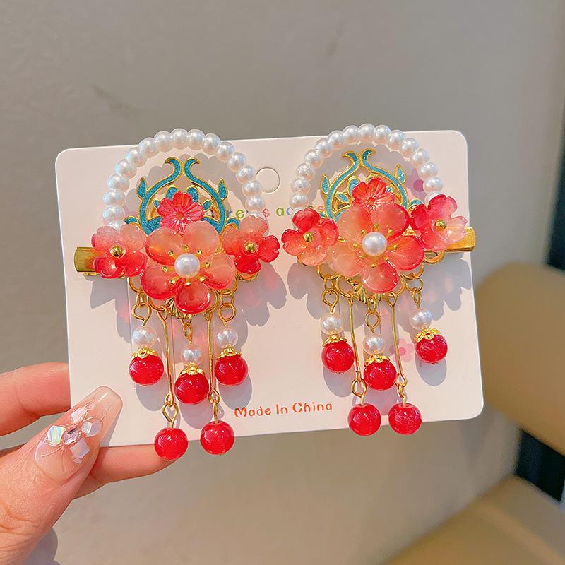 2Pcs Antique Hanfu Super Streamer Children'S Hair Clip Princess Butterfly Edge Clip Hair Accessories Girls On The Clip Head