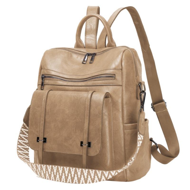 

Ретро женский рюкзак, высококачественная ПУ мягкая кожа, многоцелевая сумка через плечо, вместительный рюкзак для работы для женщин хаки
