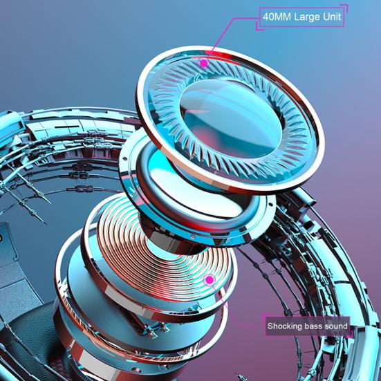 Casque de jeu stéréo à réduction de bruit avec microphone, éclairage LED surround, compatible Bluetooth 5.1