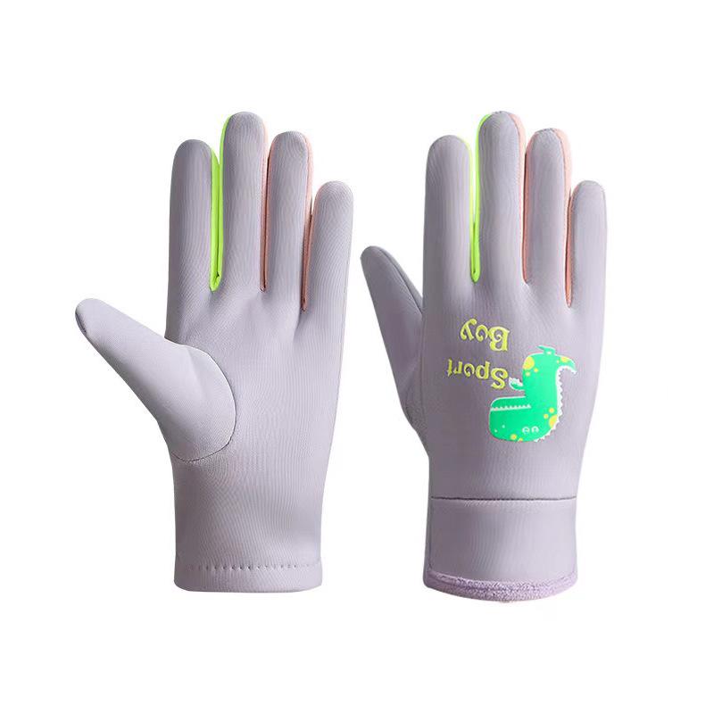 Kids' Waterproof Winter Gloves - Luminous Cartoon Dinosaur Design for Outdoor Sports & Snow Play