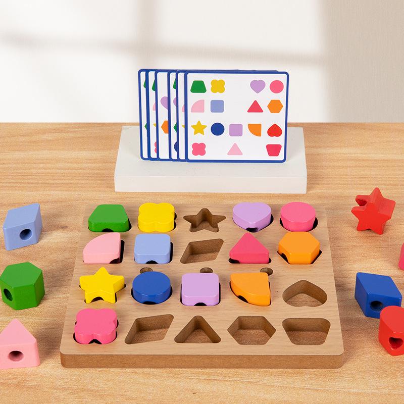 Montessori Three-Column Stacking Blocks for Toddler Concentration and Shape Recognition
