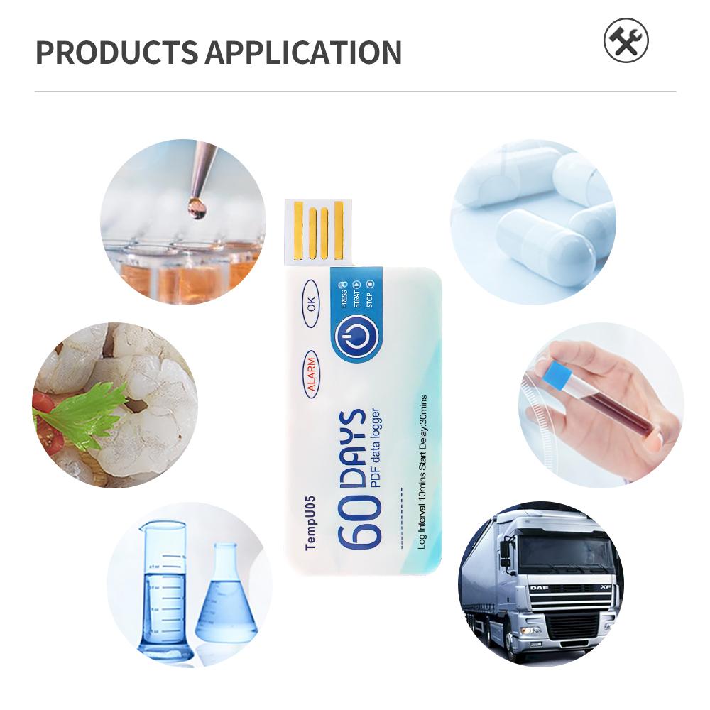 10 Pcs/lot TempU05 Temperature Data Logger 60 Days PDF Report Disposable Single Use 10000 Points USB Temperature Data Recorder