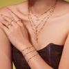 Qiong Yao 5A Zirconia Cross Jewelry Set: 18K Gold-Plated Earrings, Bracelet, Ring, Pendant, and Clavicle Chain