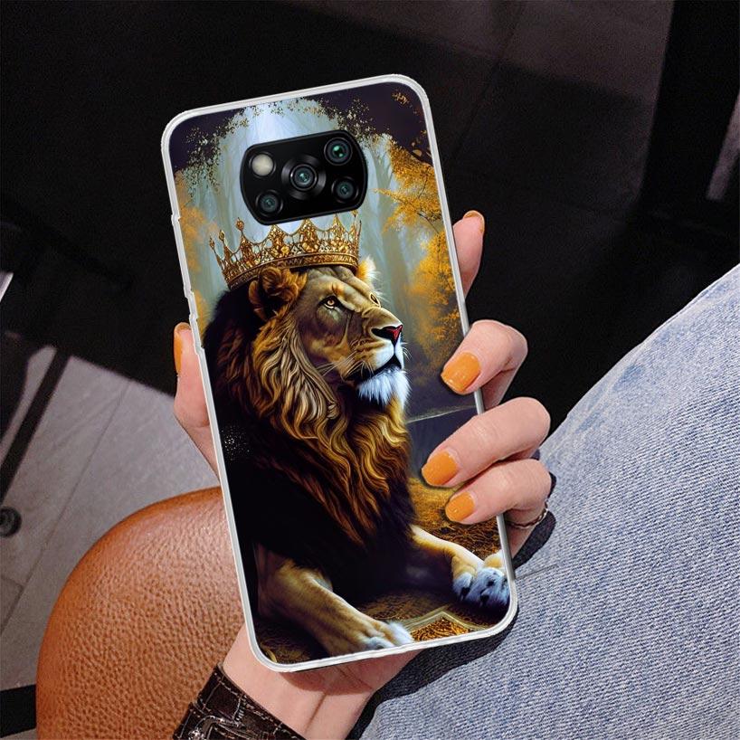 Lion Alpha Male Cub Phnoe Case for Xiaomi Poco X5 X6 X7 Pro X4 Gt F7 Ultra M8 M7 Redmi 15C 15 13C 13 12C 12 Unique Cover Coque P