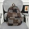 Sac à dos à carreaux rétro pour femme Sac d'école pour étudiant