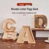 Wooden Alphabet Piggy Bank: Transparent Coin Storage Box for Kids