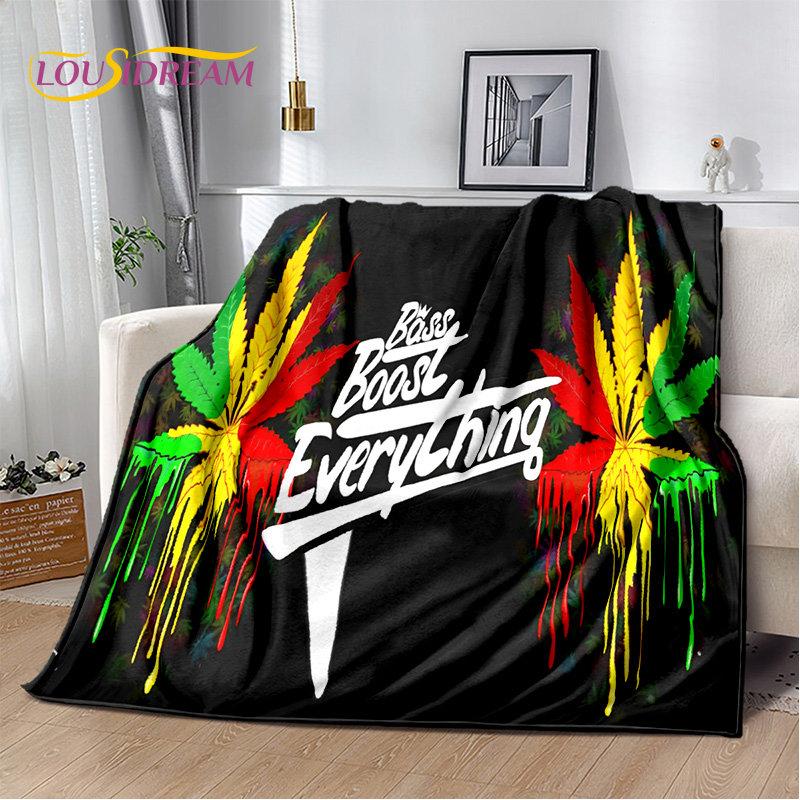 Bob Marley Reggae Music Jamaican Maple Leaf Plush Blanket,Flannel Blanket Throw Blanket for Living Room Bedroom Bed Sofa Picnic