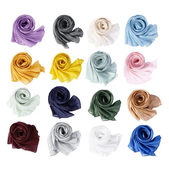 Women Turban Large Size Long Scarf Satin Crepe Fabric Breathable Soft Sheen Headscarf Vacation Photography Sun Protection Shawl