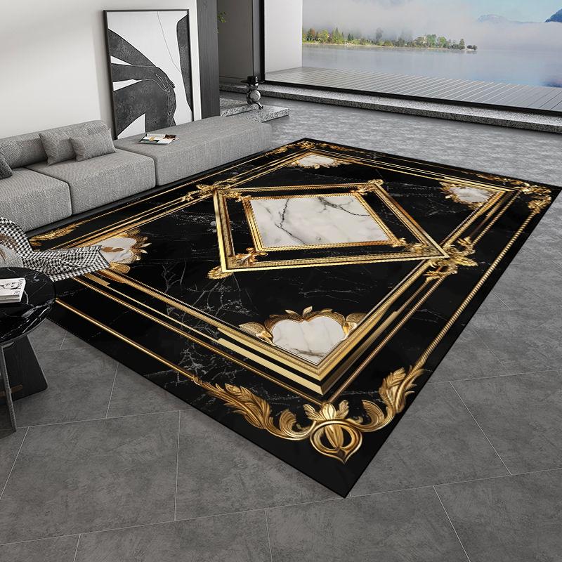European Style Retro Carpets Luxury Marble Gold Rug Living Room Sofa Area Floor Mat Hotel Decoration Hall Hallway Large Carpet