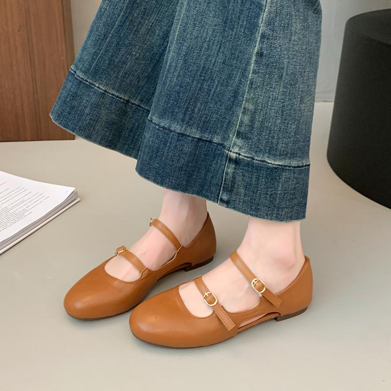 Fashion Flat Shoes for Women 2025 Spring and Autumn New One-piece Ballet Single Shoes Shallow Mouth Flat Bottomed Mary Jane Womens Shoe