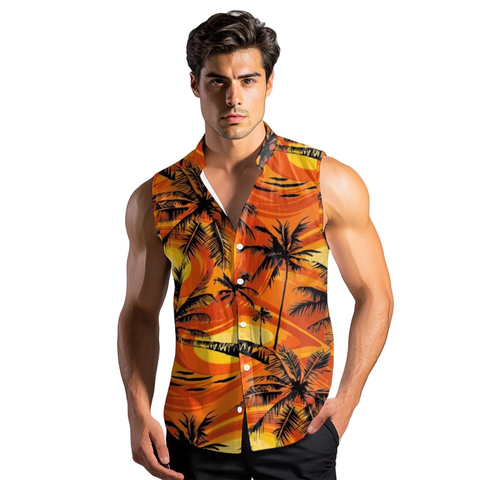 

Чоловіча мода Принтована Безрукавка з Лацканами на Ґудзиках XXL