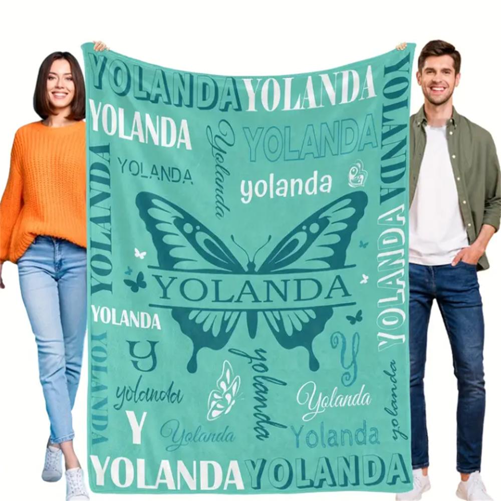 

Custom Name Flannel Blanket Butterflies Blanket For Home Decor Sofa Camping Nap Leisure Blankets Birthday Gifts Halloween Gifts 75x100cm