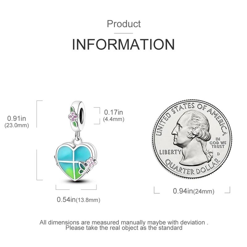 Charms Platablue-Grüne Blumen Blätter Herz Perlen Passend für Originalarmbänder Charms Für Frauen Schmuck DIY Herstellung Geschenke