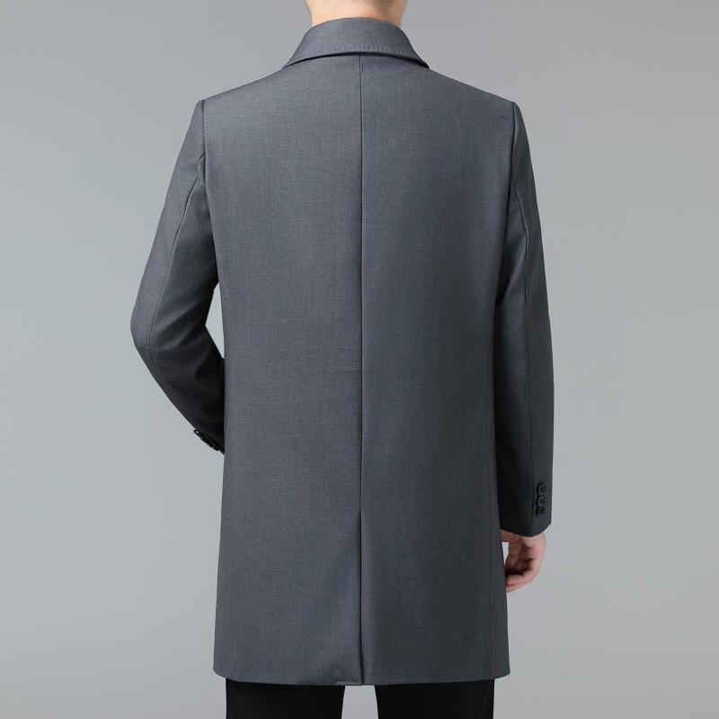 Men's mid-length windbreaker, middle-aged business casual lapel wool coat, father's outfit, leader cadre wool coat