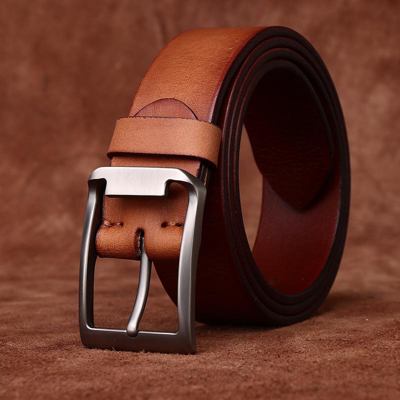 Retro Matte Old Versatile Men'S Belt Genuine Leather First Layer Cowhide Belt Men'S Casual Jeans Belt Men'S