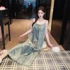 Ice silk pajamas women's summer seaside vacation wind suspender pajamas women's new French pure desire beauty back loungewear