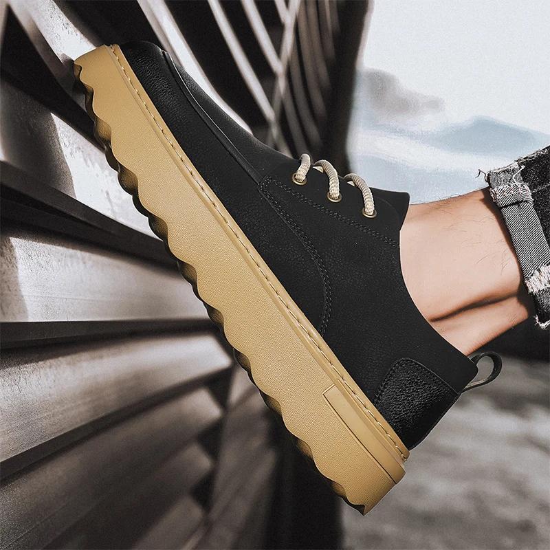 2025 Značkové Designové Pánské Ležérní Boty Kůže Šněrovací Silná Podrážka Denní Boty Letní Prodyšné Řidičské Chůze Pánské Tenisky