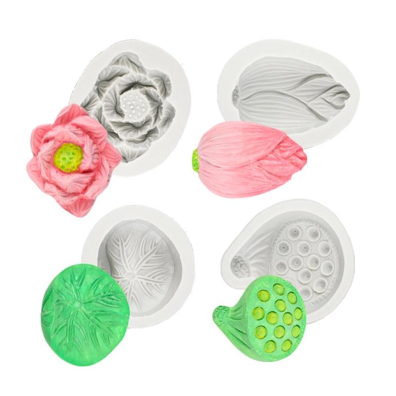 Intricate Lotuses Silicone Mold For Baking Cake Soap Candle Crafting Durable Kitchen Tool Easy Releases Design