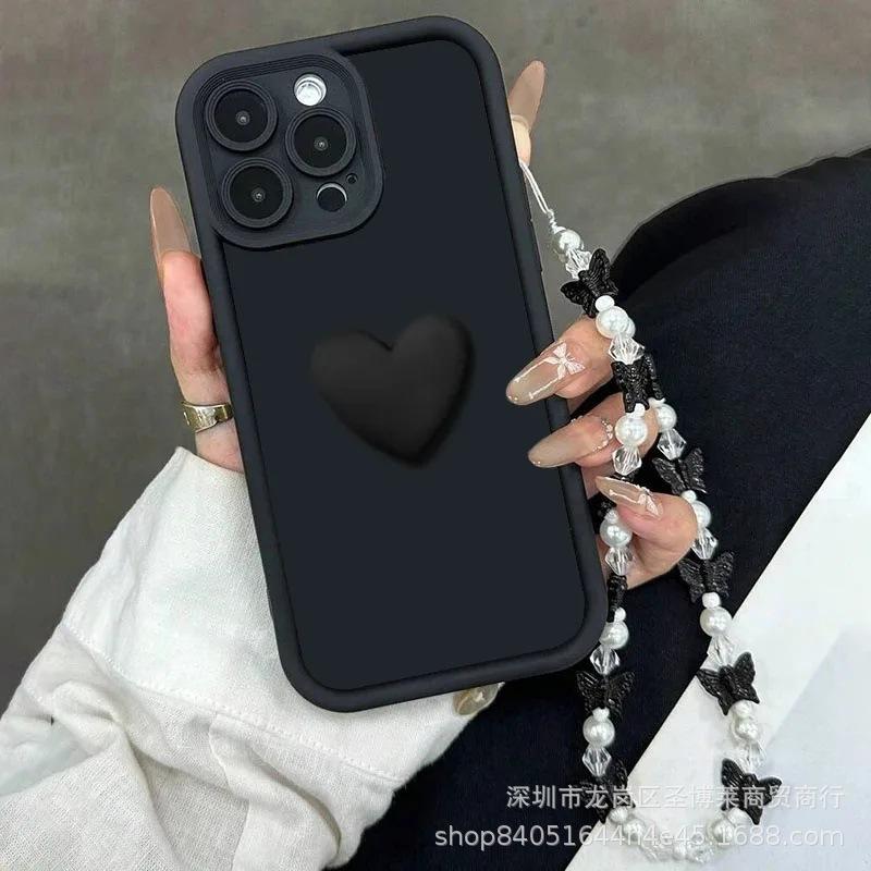 Three-dimensional Love Lanyard Is Suitable for Apple 16promax Mobile Phone Case 15plus14 Tianyan Ladder 13 Explosion 12