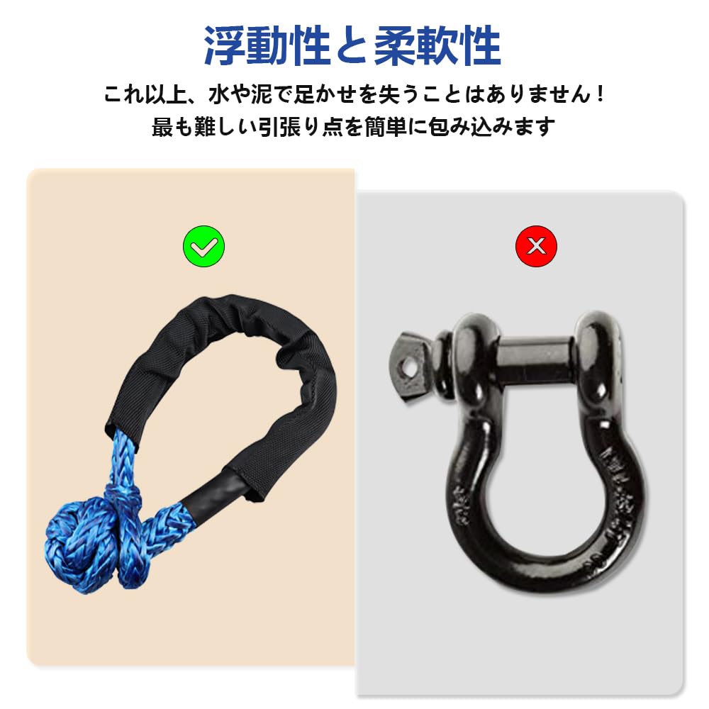 Chelhead Synthetische Weiche Schleppseil-Schäkel, 1/2" x 7", 38.000 Pfund Tragfähigkeit, Hohe Festigkeit und Abriebfestigkeit, für Seilheben und Abschleppen, Enthält