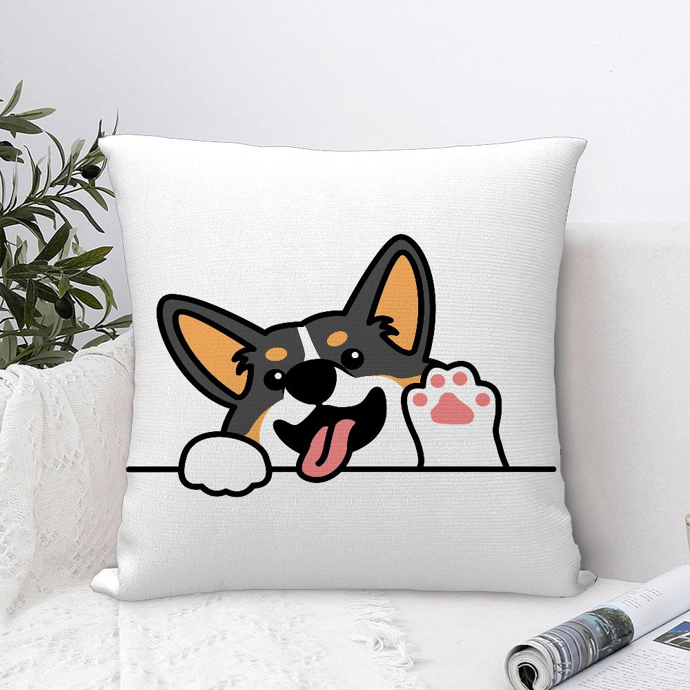 Cute Dog Waving Paw Pillow Case Sofa Decorative Home Double-sided Printing Short Plush Cushion Cover Throw Pillow Cover Gifts
