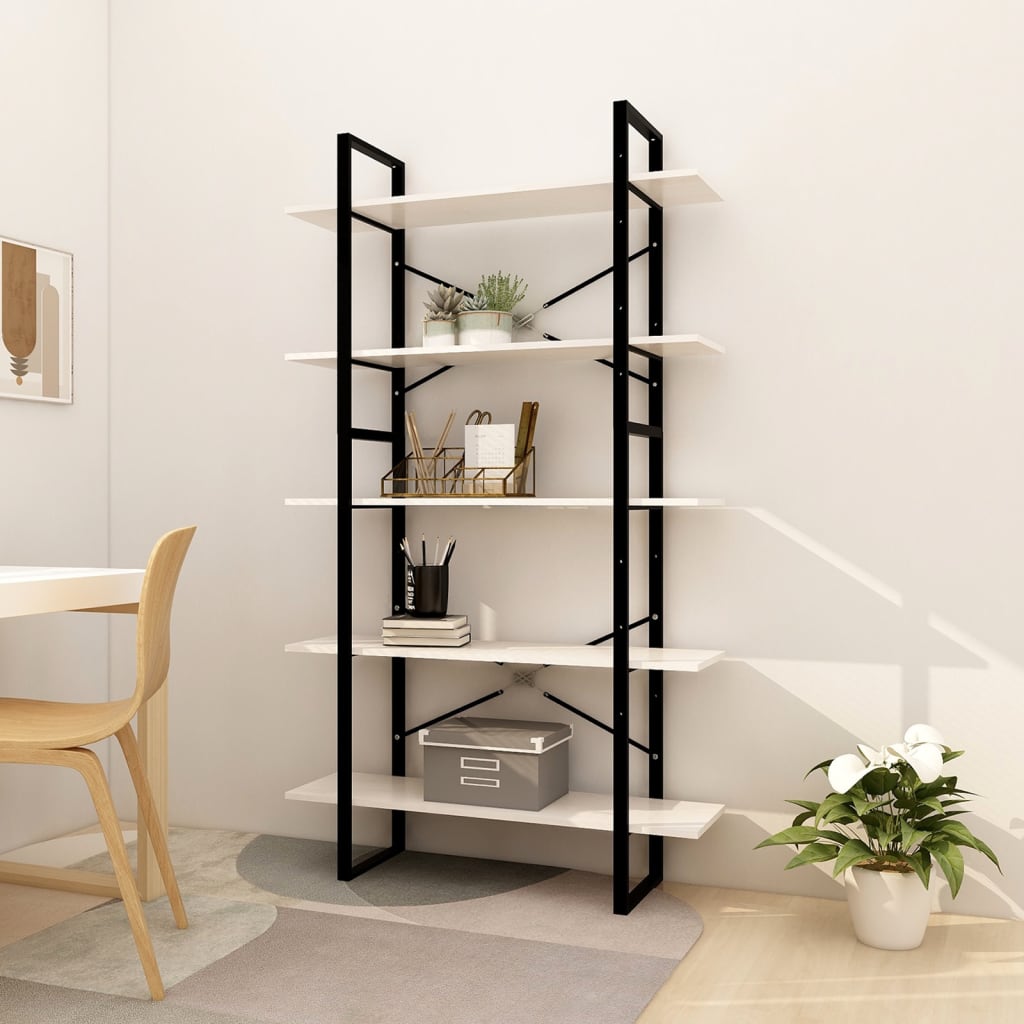 Vidaxl 5-Tier Bookshelf, White, 100X30X175 Cm, Pine