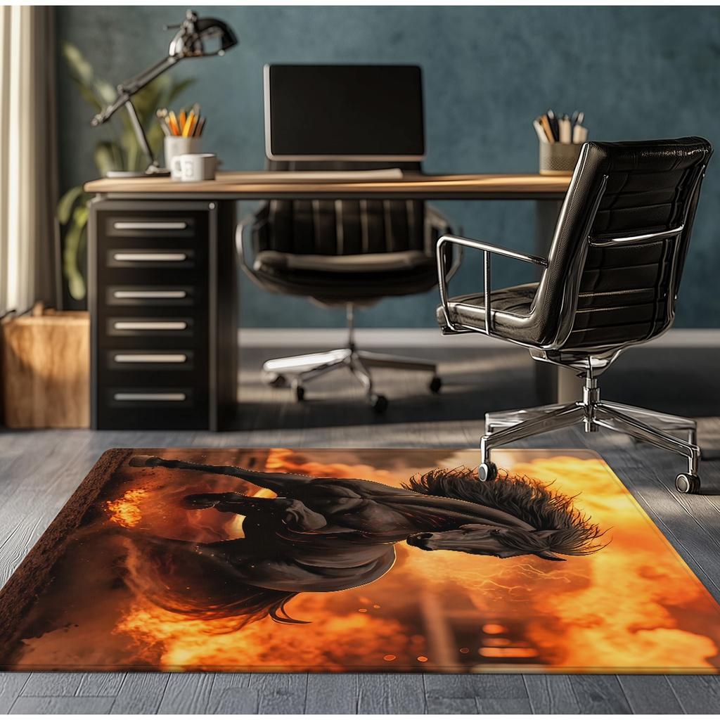 Running horse fire sunset crystal velvet rug bedroom living room decorative carpet animal art dynamic design soft anti slip rug