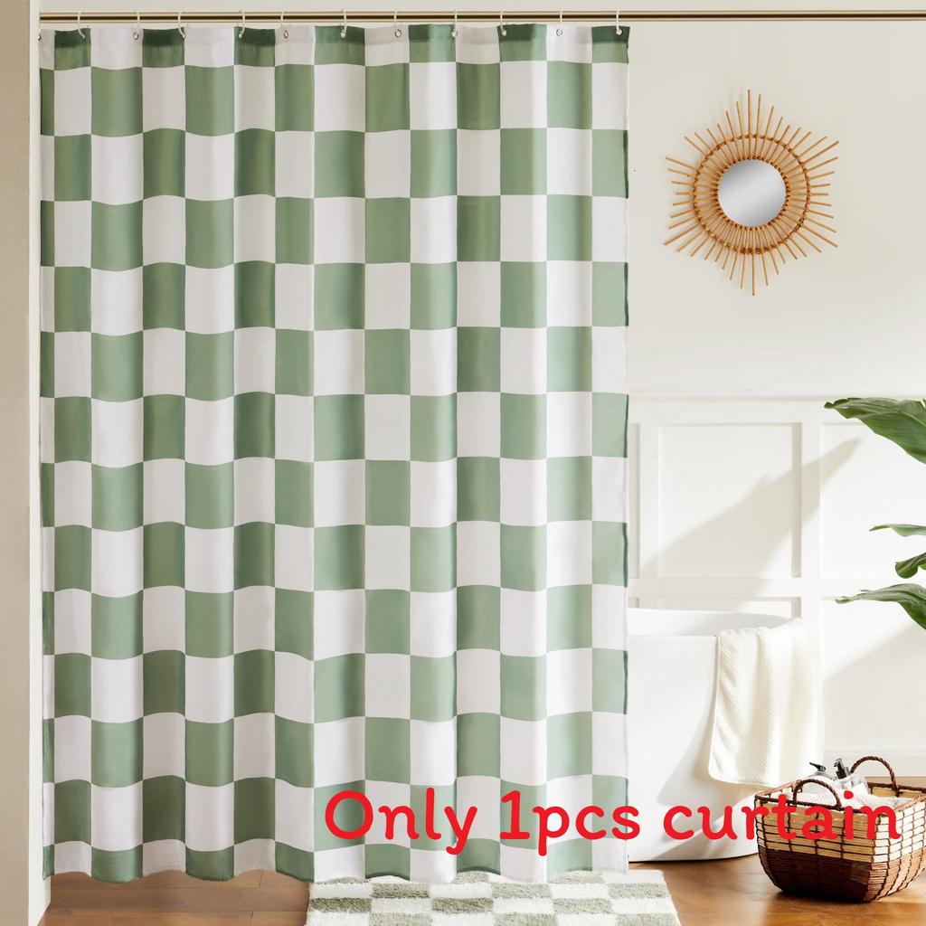72x72inch Checkerboard Retro Pattern Waterproof Shower Curtain Bathroom For