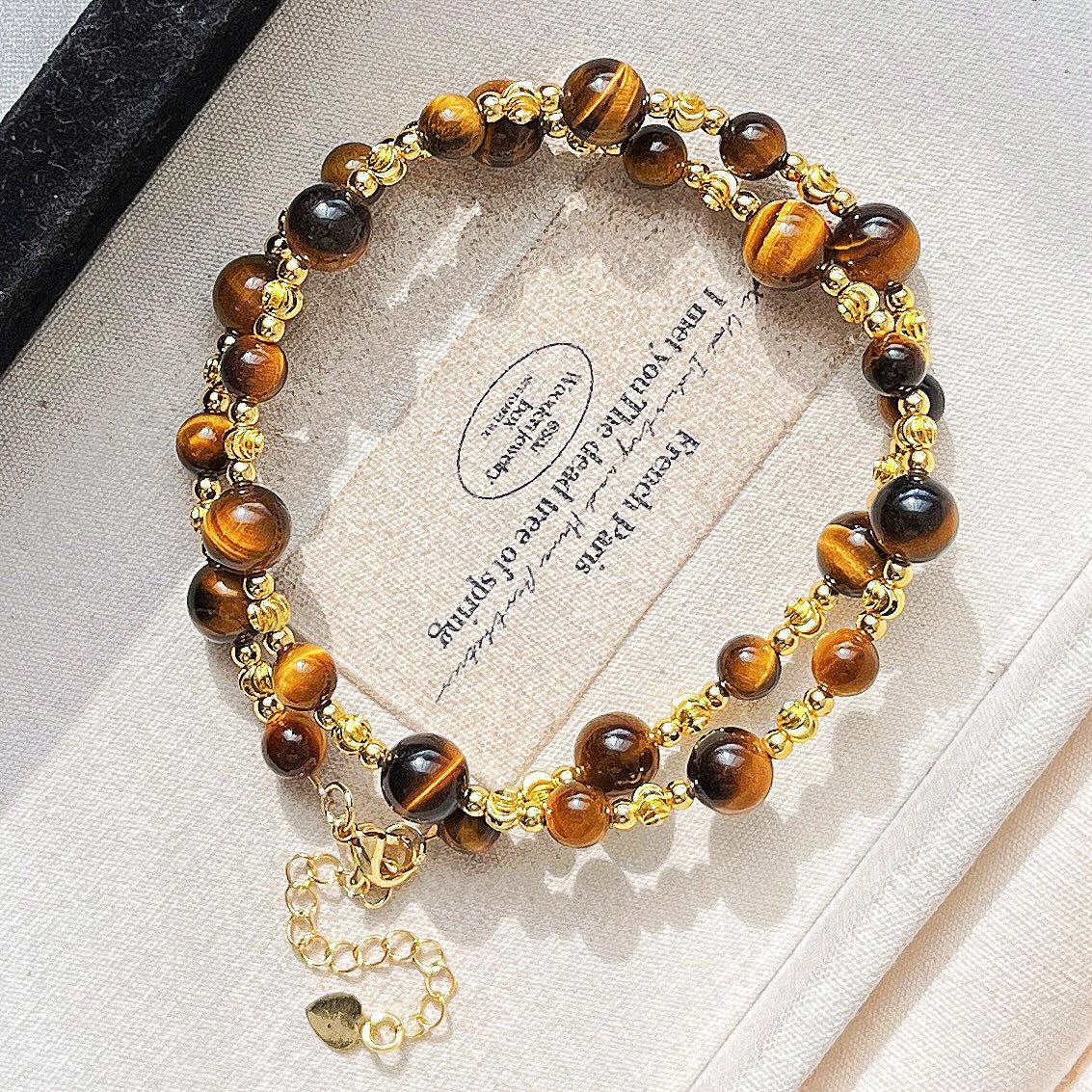 

8Mm Retro High Quality Chalcedony Design Sweater Chain Necklace Collarbone Chain Female