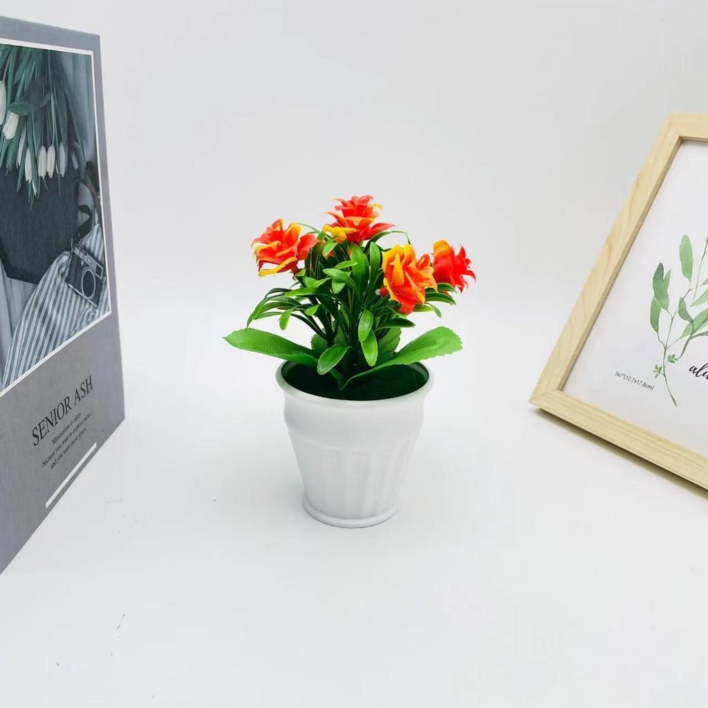 

Rose Miniature Plant Pot For Office Decor With Realistic Leaves For Home And Photography Use