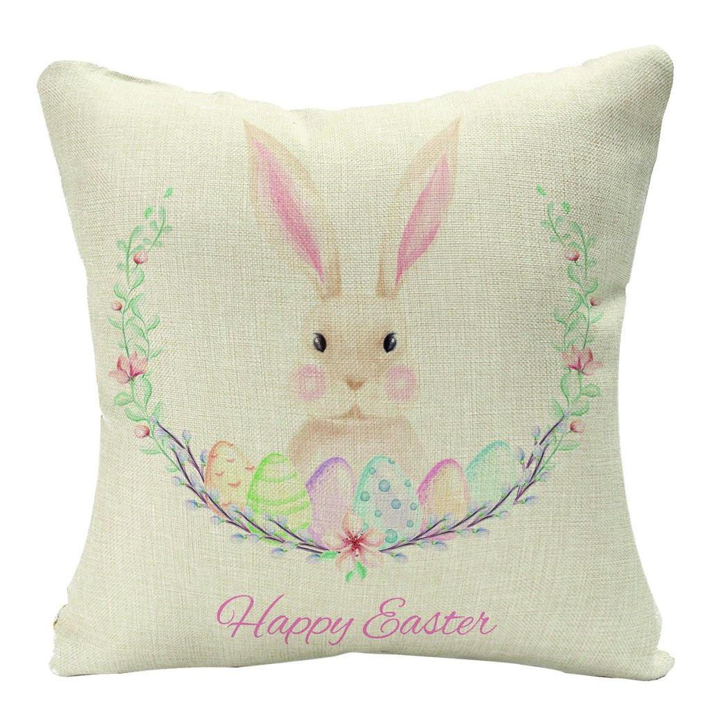 New Easter Bunny Linen Pillow Cover Home Sofa Pillow Cushion Cover