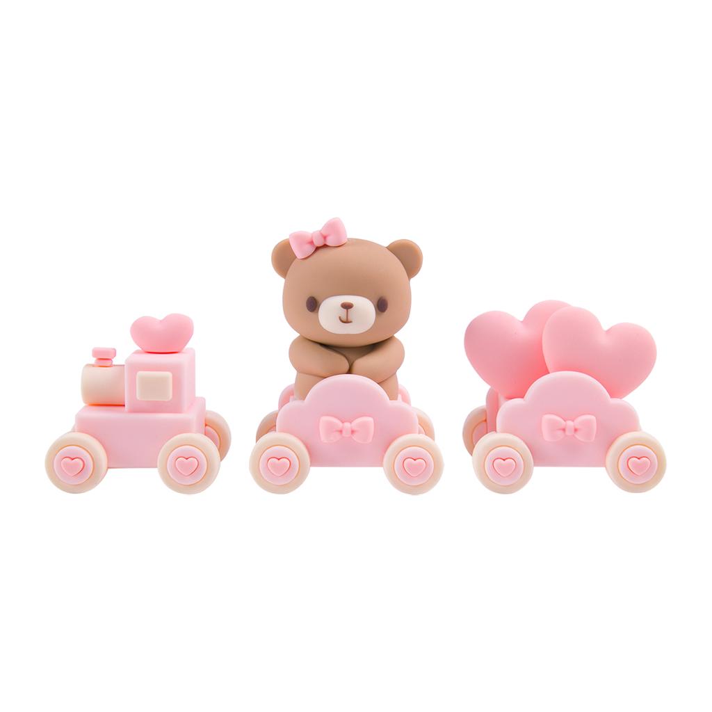 Růžový Modrý Medvídek Topper na Dort Medvídek Panenka Ozdoby Vkládací Dekorace Narozeninového Dortu pro Miminko Chlapec Dívka Oslava 1. Narozenin Odhalení Pohlaví