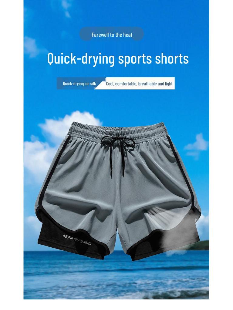 Unisex Quick-Dry Basketball Running Shorts - Fake Two-Piece Sportswear for Summer