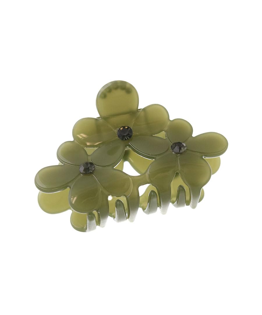 

VINGTAINE Mini Triple Vance Clip Adult Hair Clip Office Enamel Style Hair Accessory Half Up Flower S Size Green [Kobe Vantaine] Women s H7280-GN-