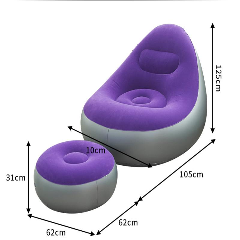 Mode Aufblasbarer Freizeit-Sitzsack Sofa Lazy Sofa Set Outdoor Faltbarer Liegestuhl Bett Flauschiger Sitz Tatami Fußhocker Schlafzimmerstuhl