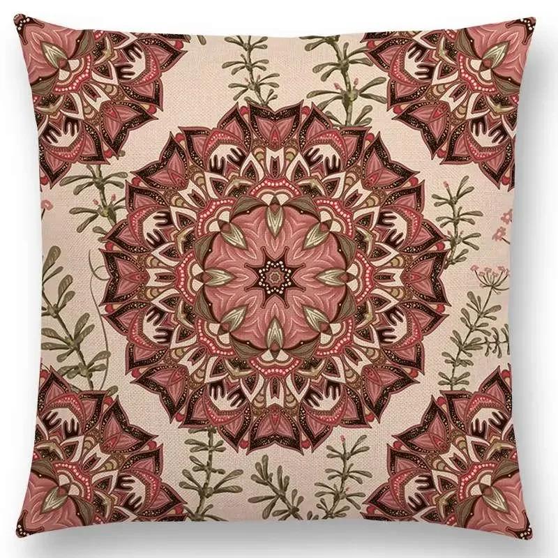 Hot Sale Bestselling African Animal Symbol Block Bohemian Geometric Floral Design Paisley Carnival Mandela Sofa Cushion 45*45cm