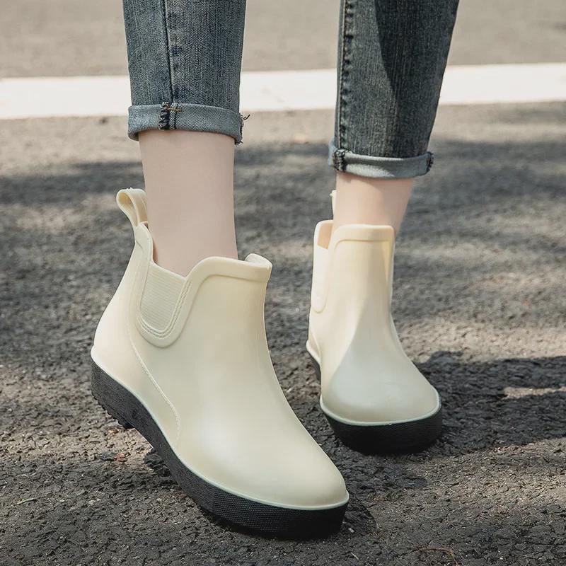 Wasserdichte, rutschfeste, modische Regenstiefel für Damen – kurzes Rohr, dicke Sohle, perfekt für Outdoor-Aktivitäten wie Angeln und Autowaschen