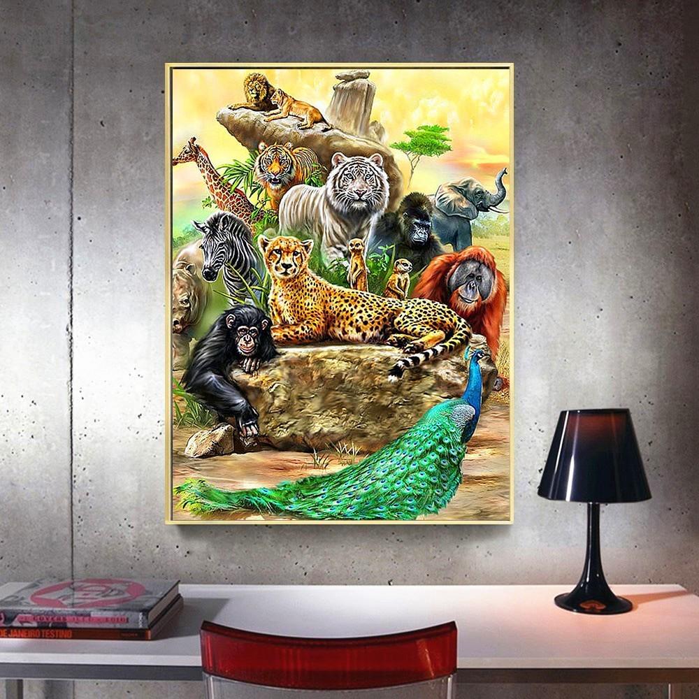 5d Diamond Painting Full Drill Round Animals Diamond Embroidery Nature Animal Pictures