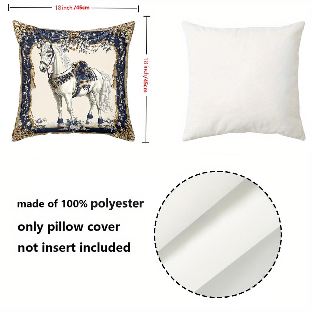 1 Pieces Exquisite Horse Pattern Decorative Throw Pillows Polyester Pillowcase, Sofa Decorative Cushion Cov Headboard Pillow