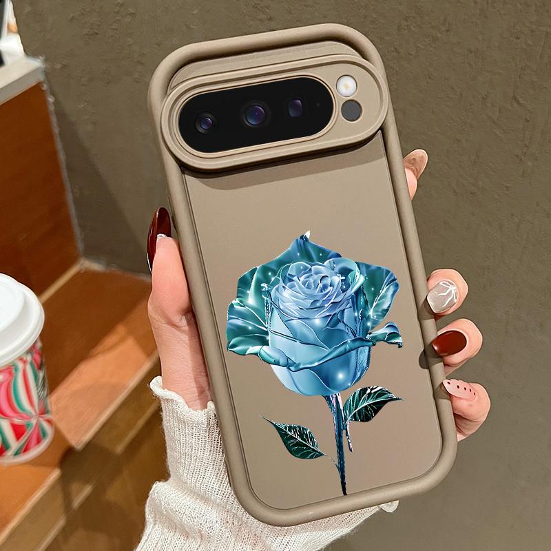 Crystal Rose Flower Print TPU Shockproof Case For Google Pixel 9 Pro XL 8 Pro 8A Lens Protection Matte Soft Phone Cover