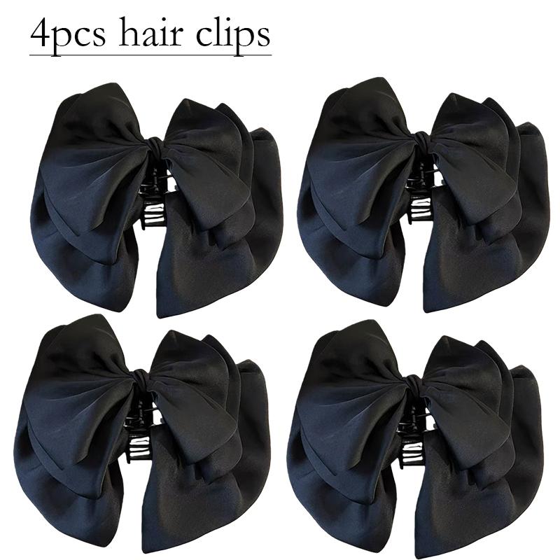 5pcs/set Women Hair Bows,Silky Satin Hair Clips for Girls,oversized Long Tail Hair Clips,large Cute and Aesthetic Hair Barrettes