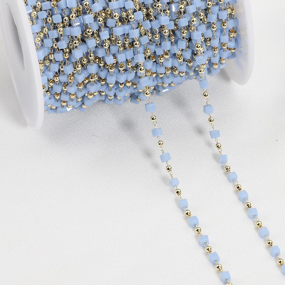 1Meter Crystal Cube Bead Chain Macaroon Colorful Bohemian Square Beads Chain for Necklace Bracelets Jewelry Making DIY
