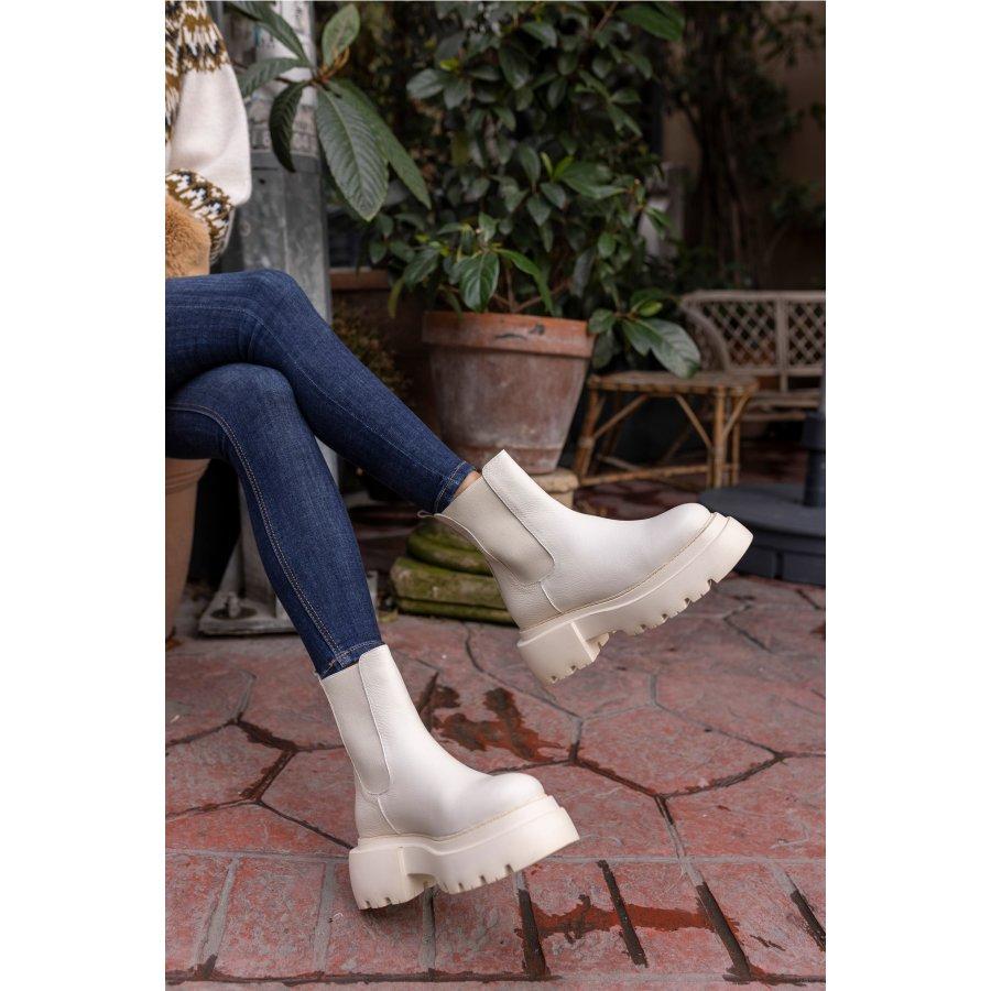 Women's Genuine Leather Thick Sole Long Chelsea Boots