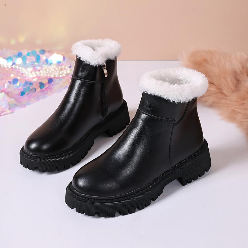 

Отпразднуйте Осень и Зиму 2025 Новые Теплые Хлопковые Ботинки Толстая Подошва Мех Боковая Молния Ботильоны Повседневные Плюшевые Ботинки для Женщин 35