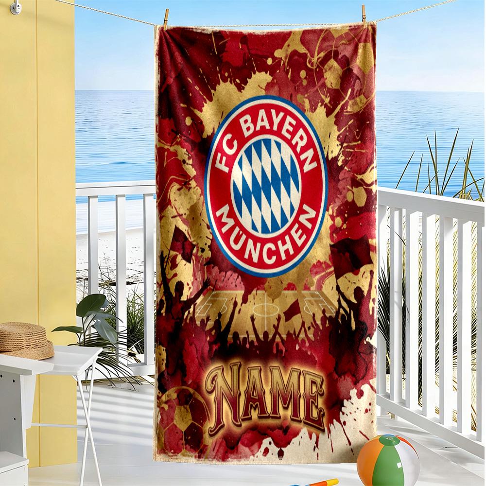 Bayern Munich Soccer Art Personalized Name Beach Towel High Absorbency & Quick-Dry Suitable for Sports Travel Swimming Yoga Bathroom Beach And Pool